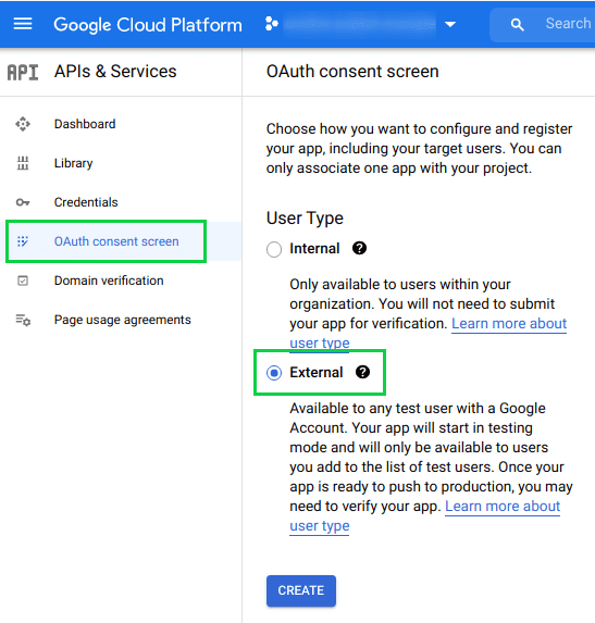 يمكنك إنشاء شاشة موافقة Oauth